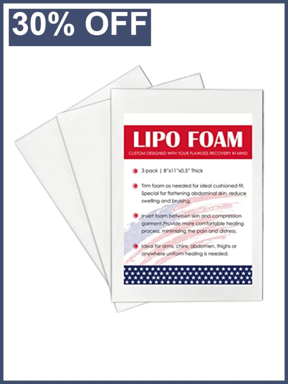 3 Pack Lipo Foam Pads Post Surgery Ab Board Compression Recovery